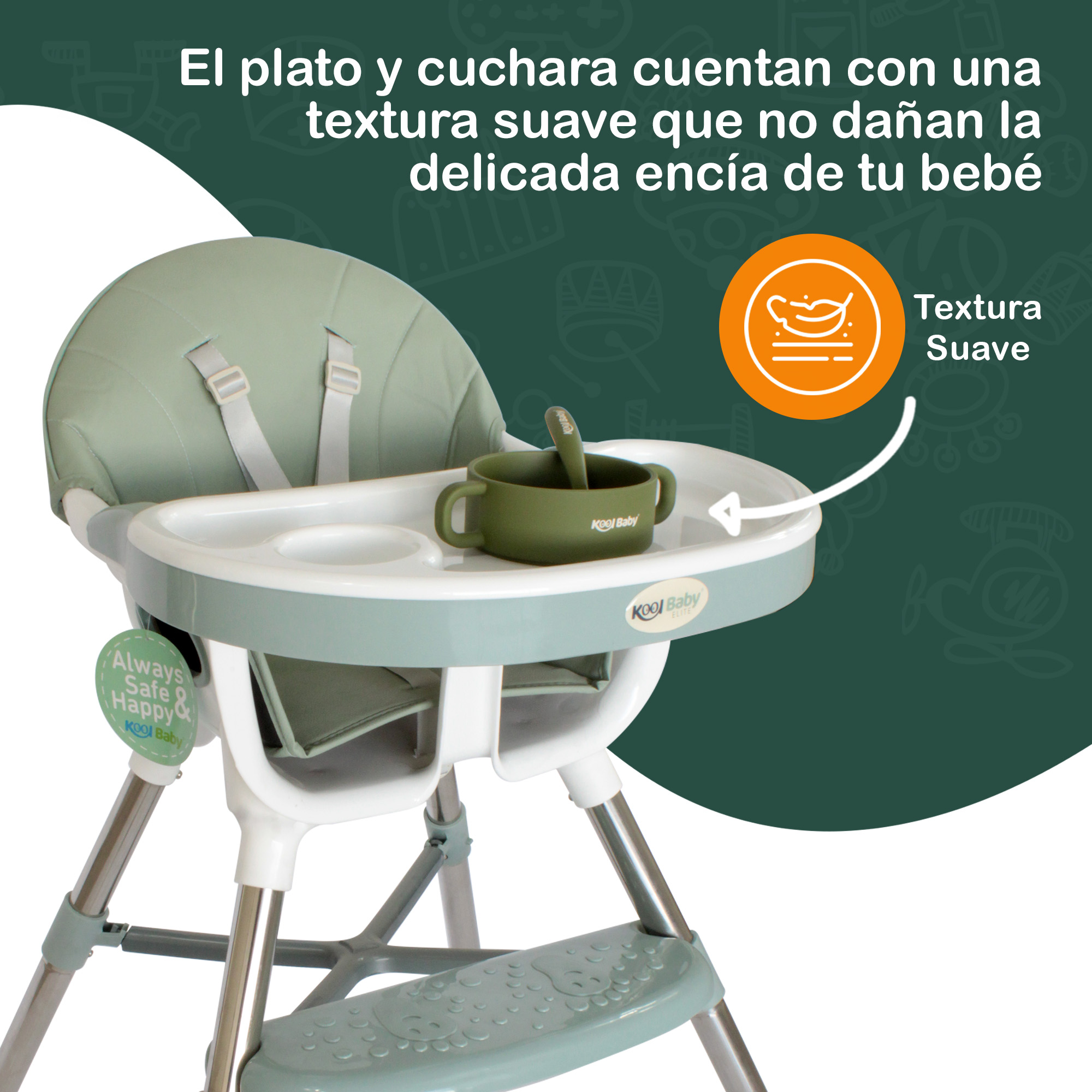 Silla alta para bebé KOOL BABY ELITE MOD. SA-E03.