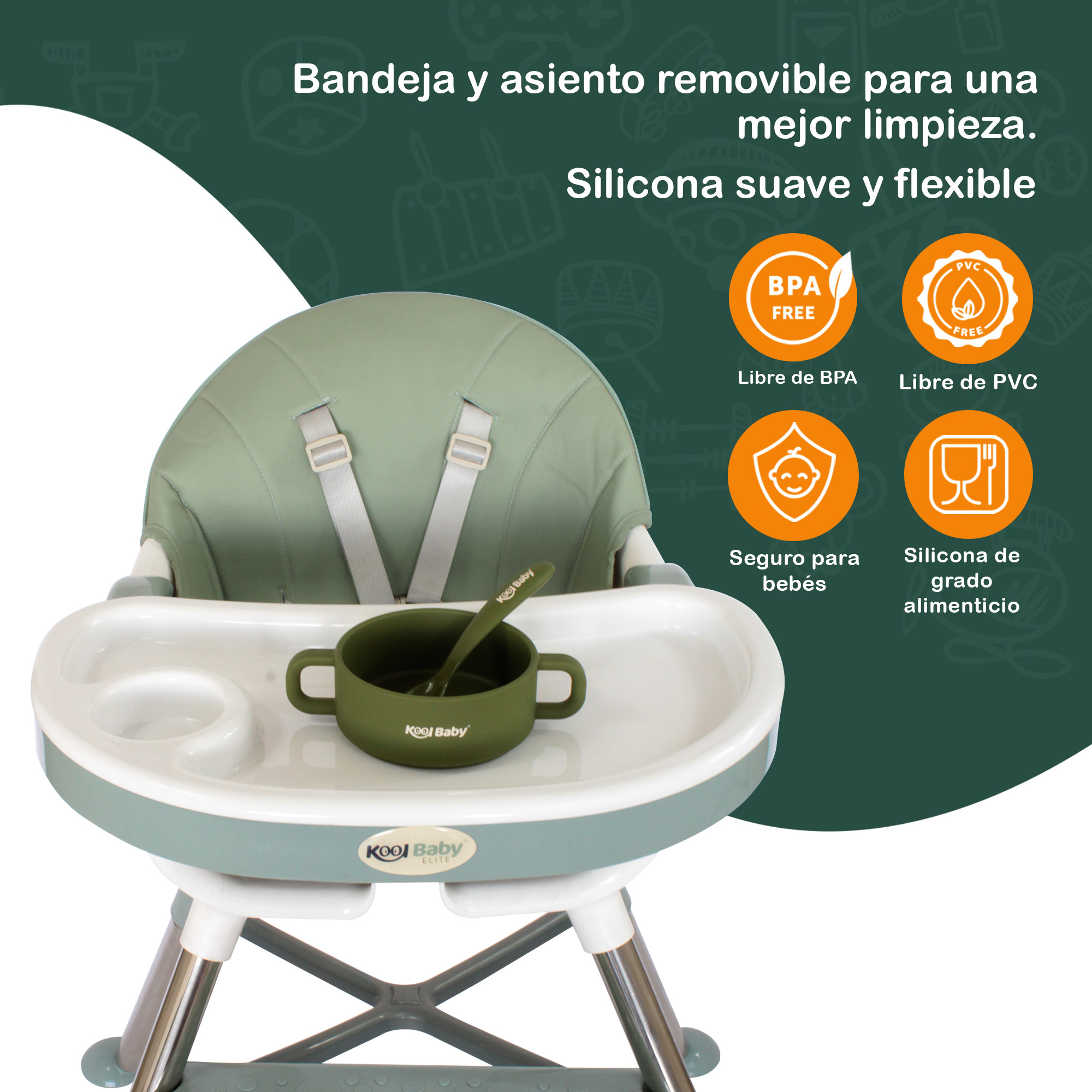 Silla alta para bebé KOOL BABY ELITE MOD. SA-E03.