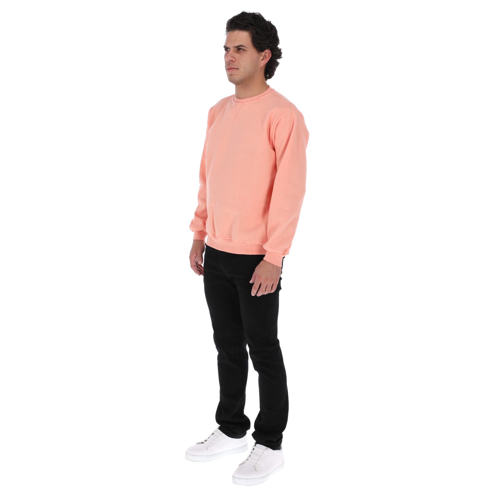 Sudadera Hombre Felpa Stretch Cuello Redondo Básico Chili Beans Color Coral.