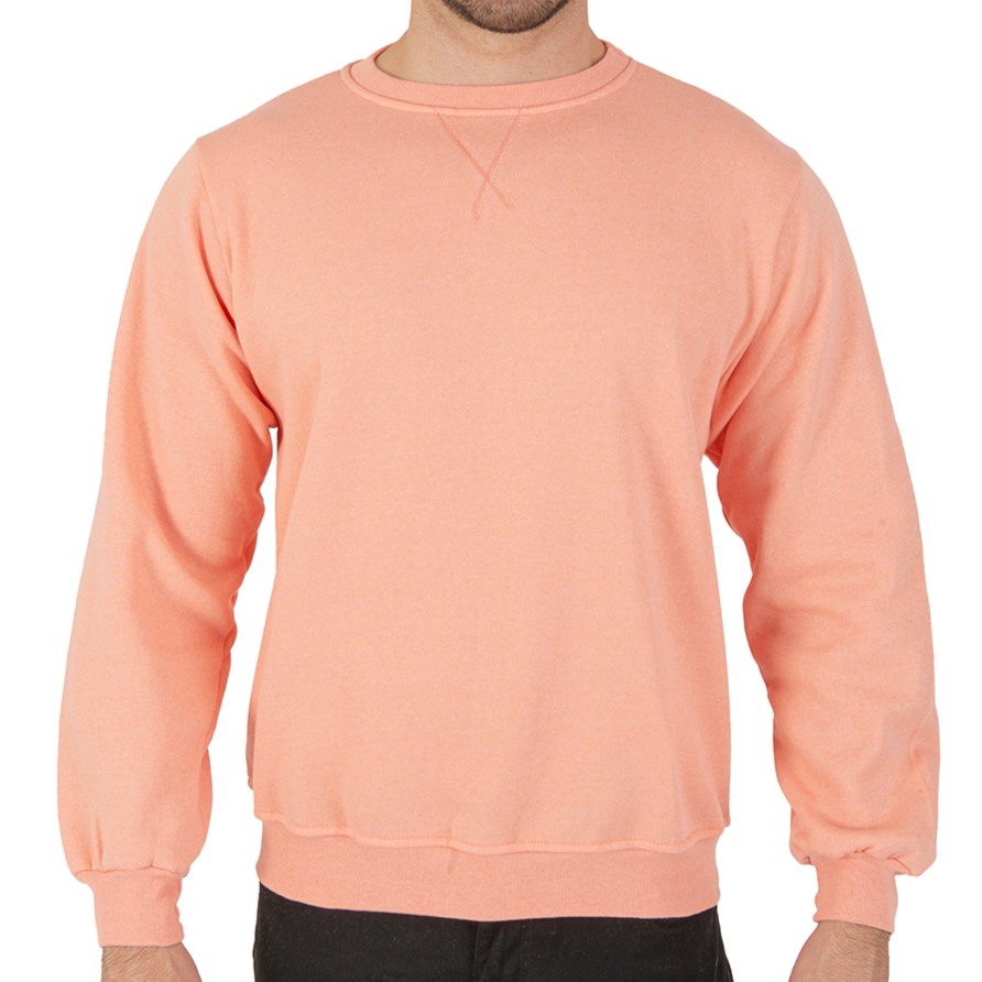 Sudadera Hombre Felpa Stretch Cuello Redondo Básico Chili Beans Color Coral.