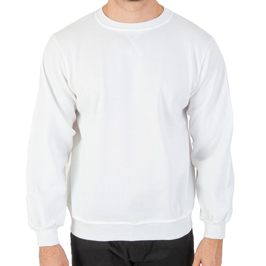 Sudadera Hombre Felpa Stretch Cuello Redondo Básico Chili Beans Color Blanco.