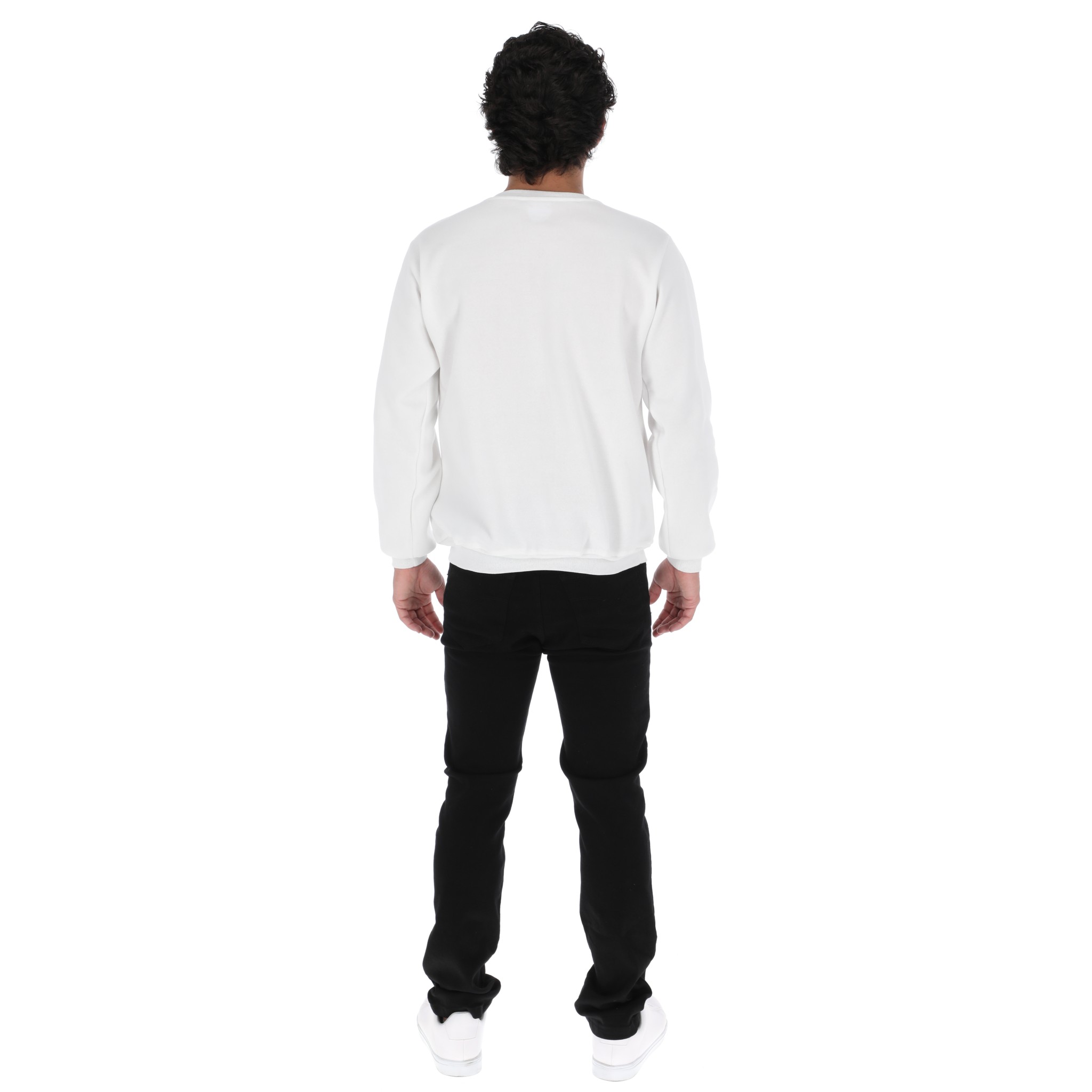 Sudadera Hombre Felpa Stretch Cuello Redondo Básico Chili Beans Color Blanco.