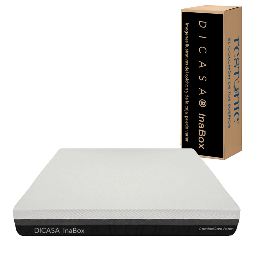 Colchon Matrimonial InaBox Con Box Negro y Sabanas Softy.