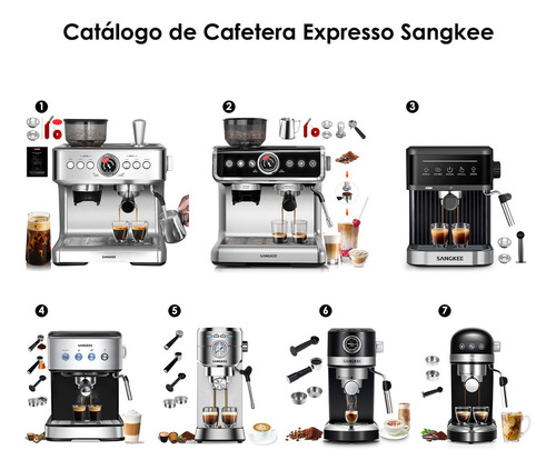 Sangkee Cafetera Espresso 20 Bar, Máquina De Café Espresso Con Varita Espumadora De Leche, Compatible Con Café Molido/cápsulas Nespresso, Compacta Cafetera Para Hogar,capuchino, Latte, Macchiato,1350w.