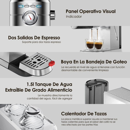 Sangkee Cafetera Espresso 20 Bar, Máquina De Café Espresso Con Varita Espumadora De Leche, Compatible Con Café Molido/cápsulas Nespresso, Compacta Cafetera Para Hogar,capuchino, Latte, Macchiato,1350w.