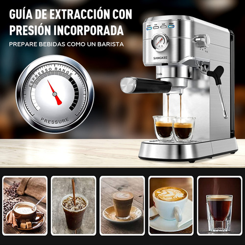 Sangkee Cafetera Espresso 20 Bar, Máquina De Café Espresso Con Varita Espumadora De Leche, Compatible Con Café Molido/cápsulas Nespresso, Compacta Cafetera Para Hogar,capuchino, Latte, Macchiato,1350w.