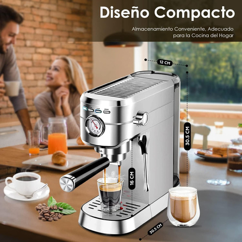 Sangkee Cafetera Espresso 20 Bar, Máquina De Café Espresso Con Varita Espumadora De Leche, Compatible Con Café Molido/cápsulas Nespresso, Compacta Cafetera Para Hogar,capuchino, Latte, Macchiato,1350w.