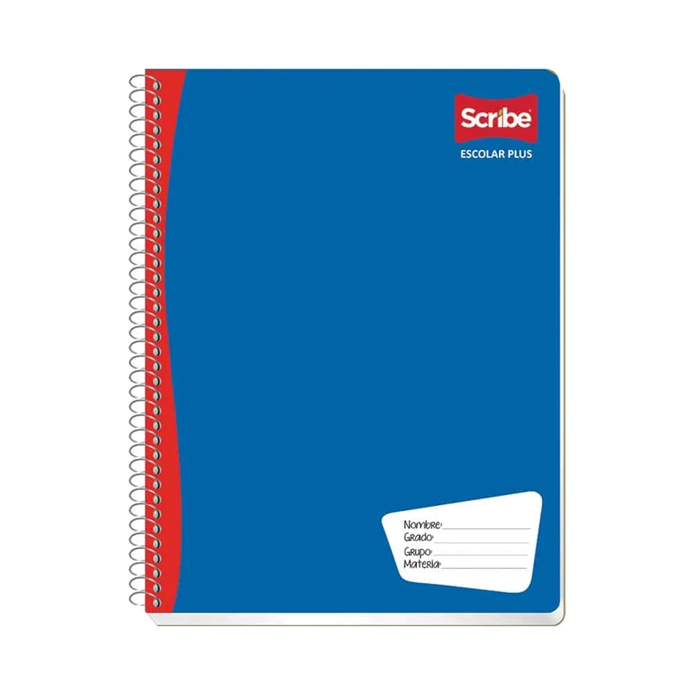 Cuaderno Profesional Scribe Escolar Plus, Cuadrícula 7 mm, Espiral, con 100 Hojas, Azul con 36 piezas.
