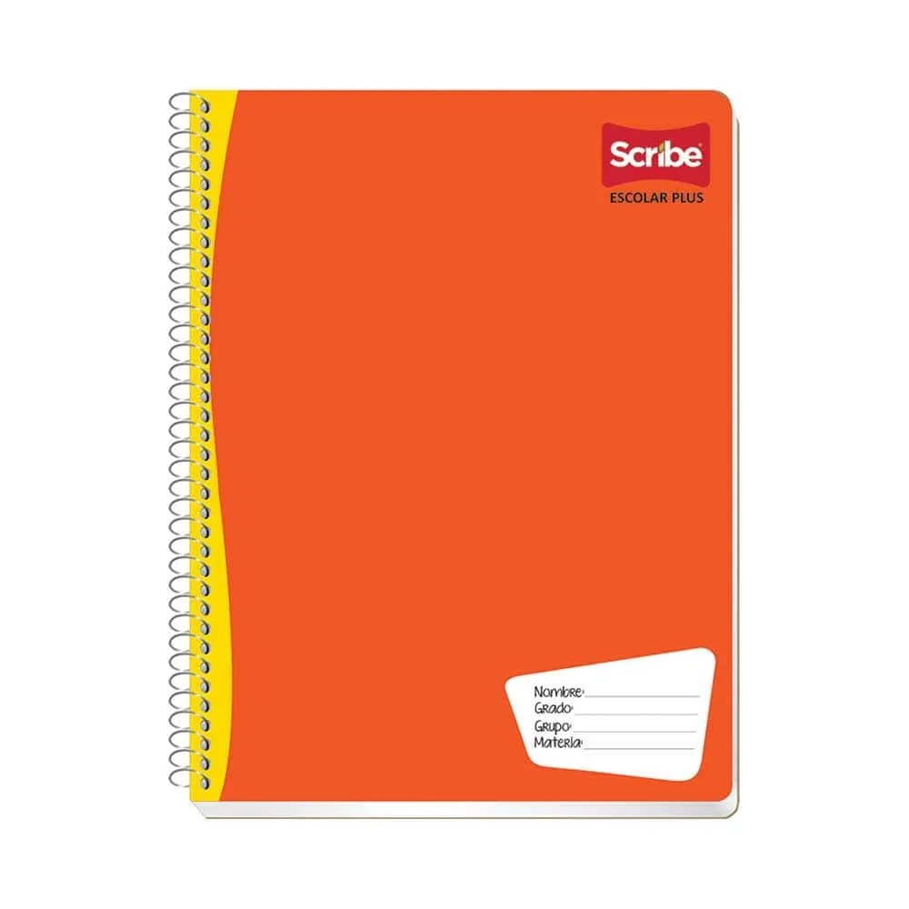 Cuaderno Profesional Scribe Escolar Plus, Lisa, Espiral, con 100 Hojas, Naranja con 36 piezas.