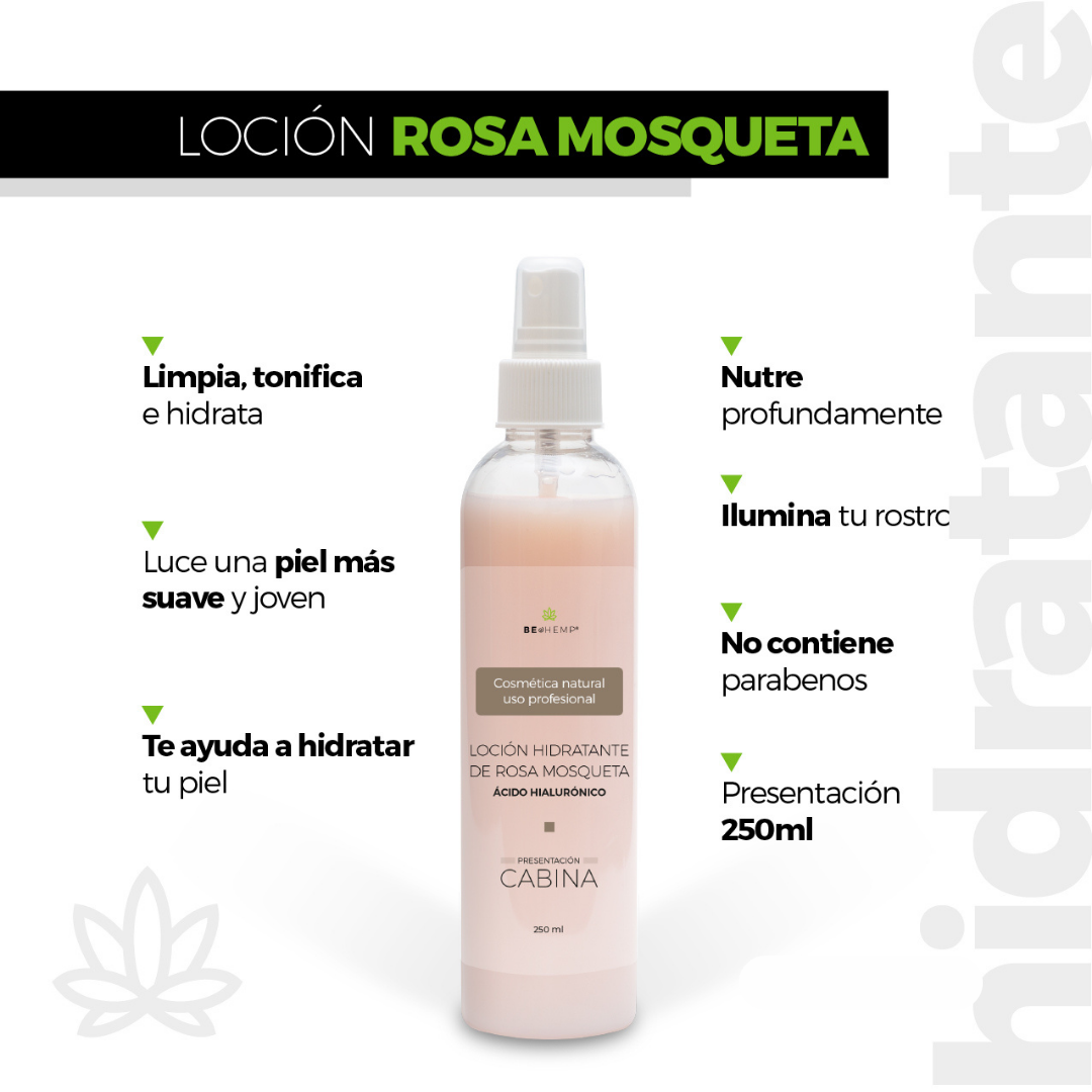 Loción facial hidratante rosa mosqueta y ácido hialurónico 250 ml