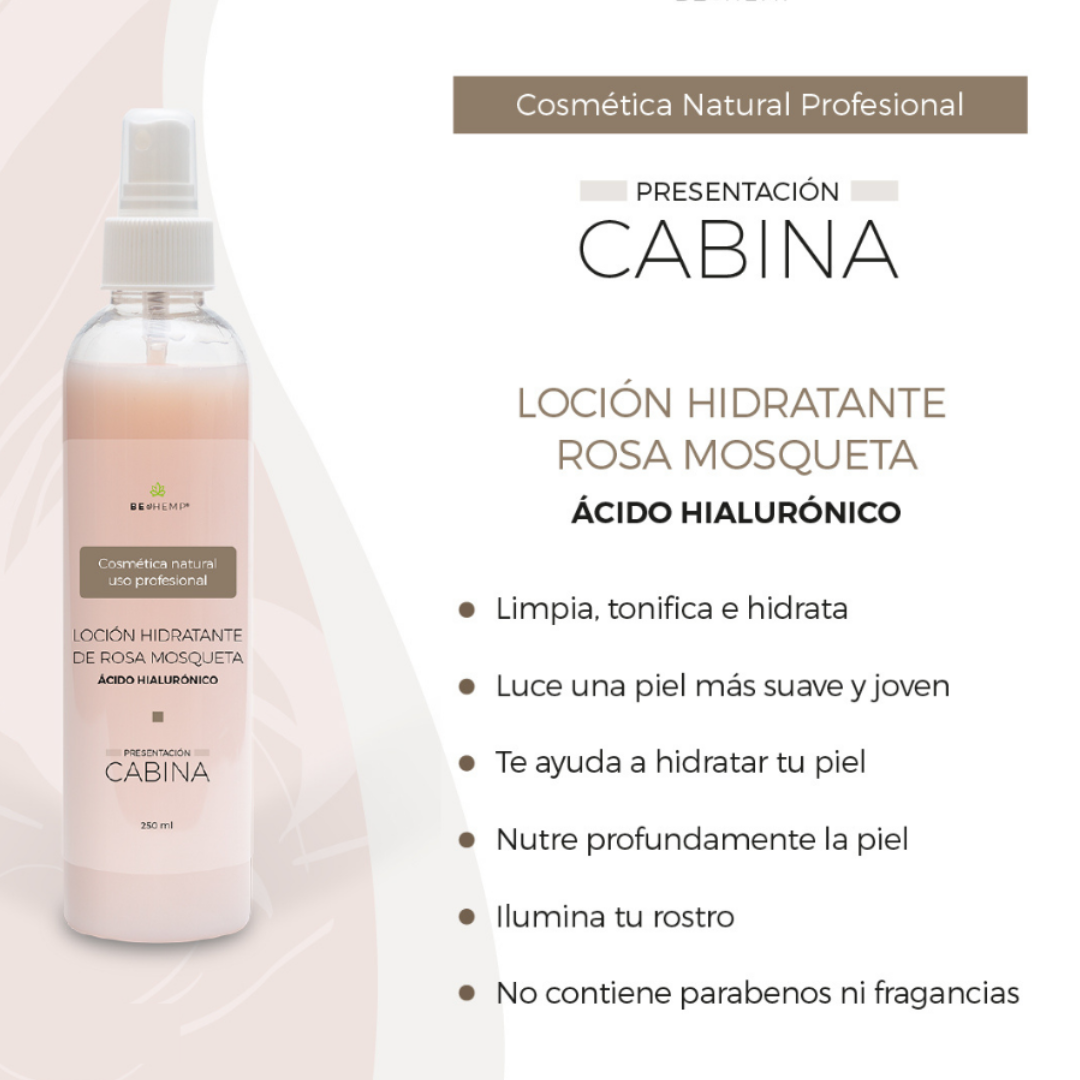 Loción facial hidratante rosa mosqueta y ácido hialurónico 250 ml