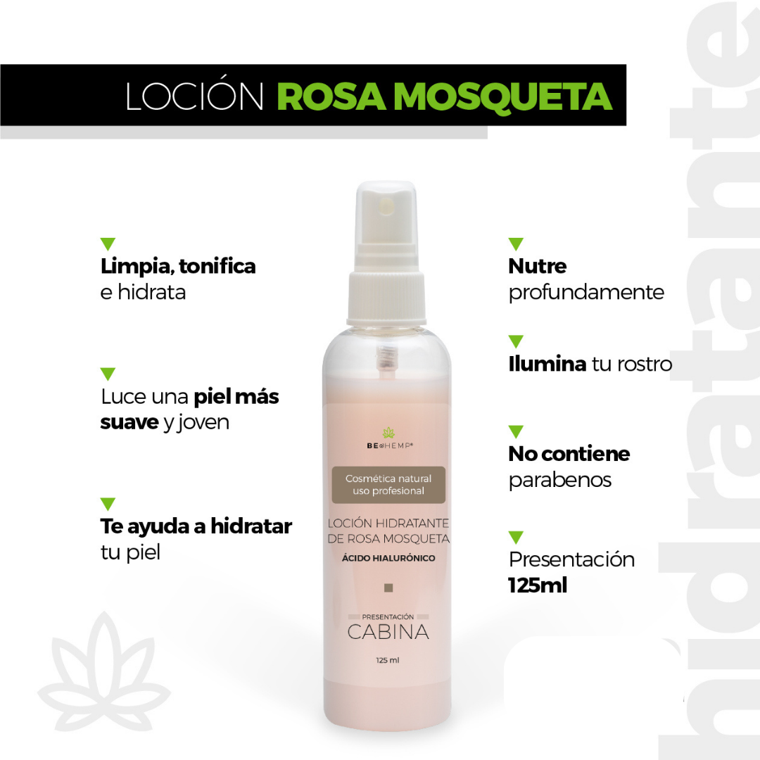 Loción facial hidratante rosa mosqueta y ácido hialurónico 500 ml