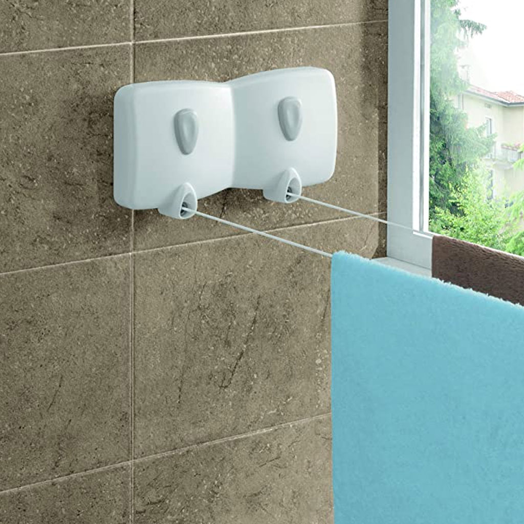 Tendedero retráctil málaga 406372 de dos cuerdas metaltex.