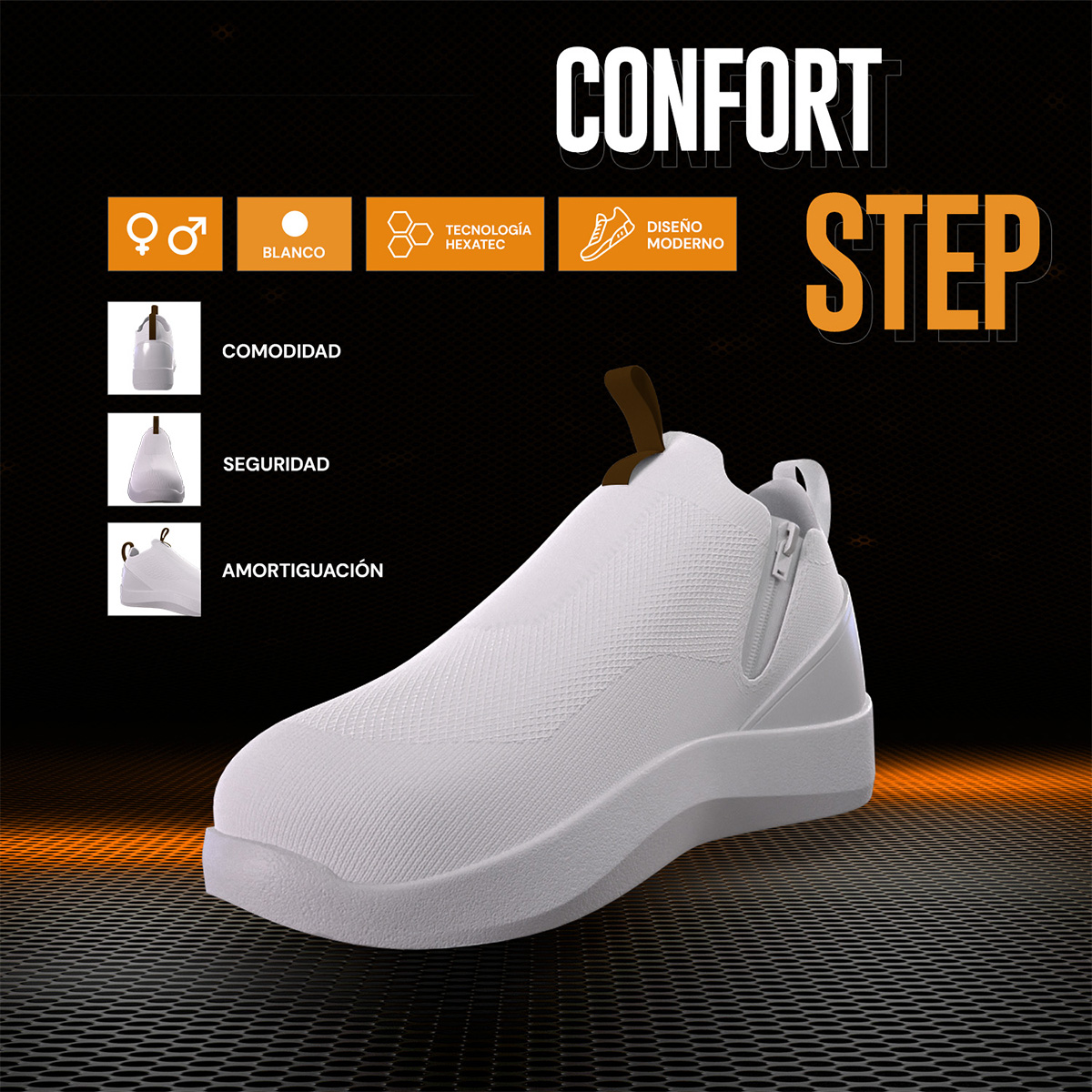 Tenis Inteligentes Confort Step con Tecnología Hexatec Unisex Blanco