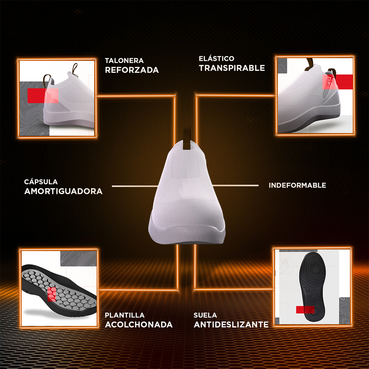 Tenis Inteligentes Confort Step con Tecnología Hexatec Unisex Blanco