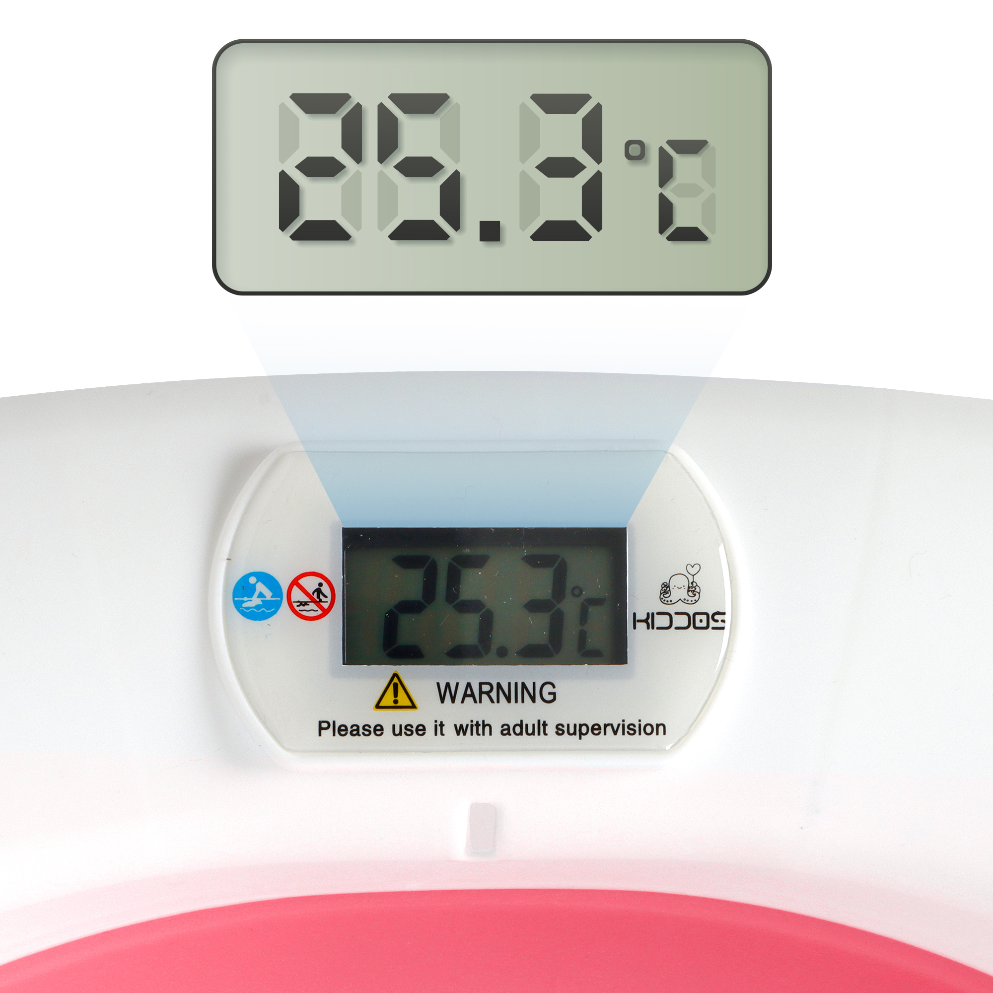 Tina Bañera De Baño Plegable Portátil Para Bebés Termómetro ROSA.