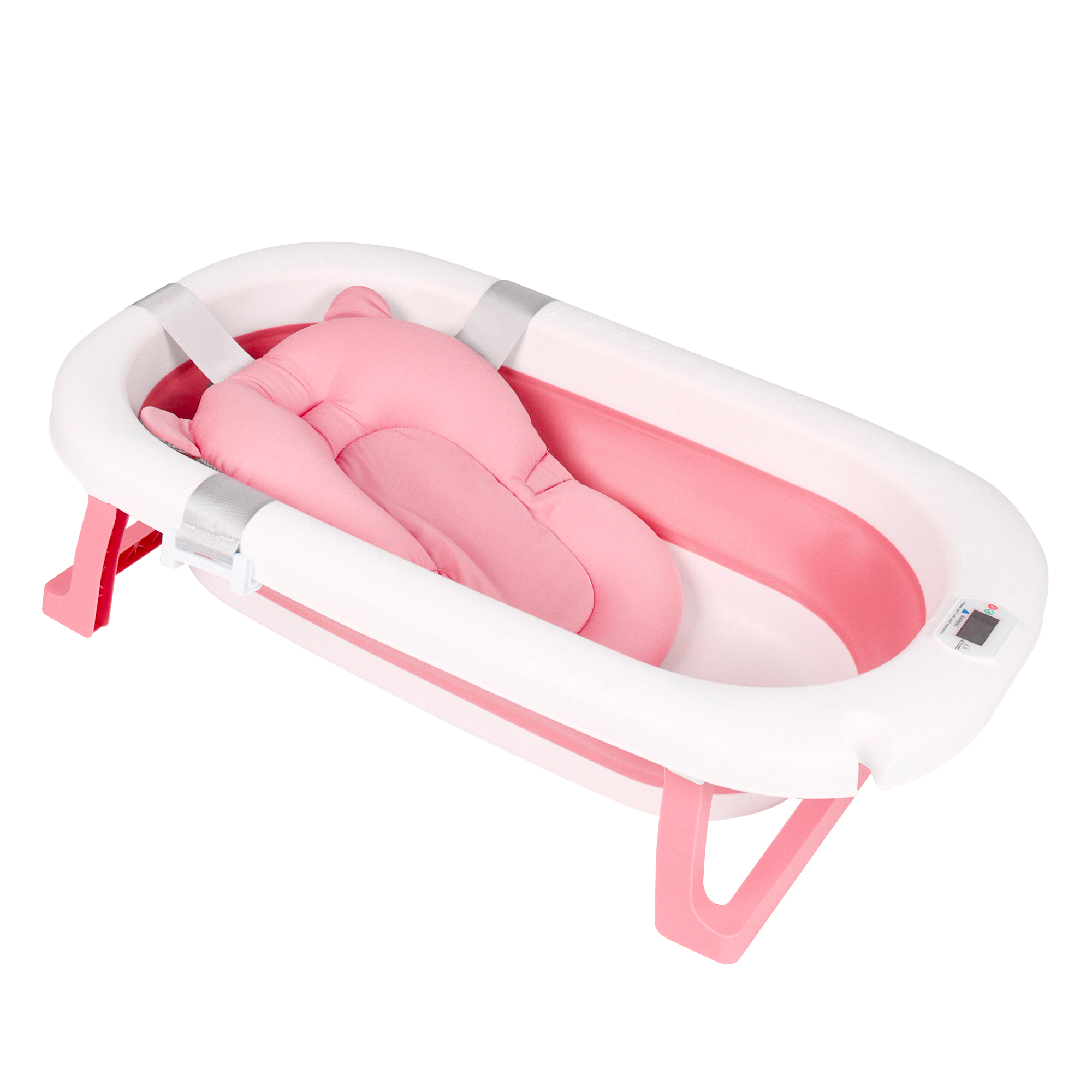 Tina Bañera De Baño Plegable Portátil Para Bebés Termómetro ROSA.