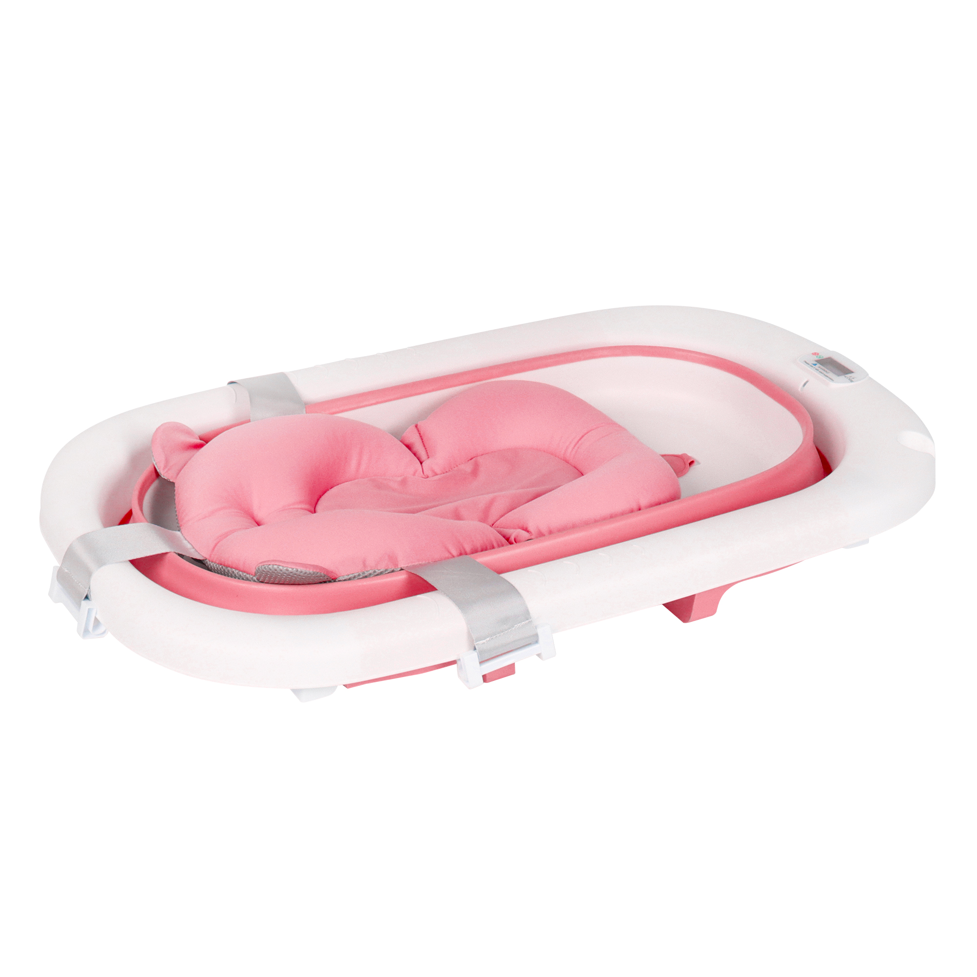 Tina Bañera De Baño Plegable Portátil Para Bebés Termómetro ROSA.