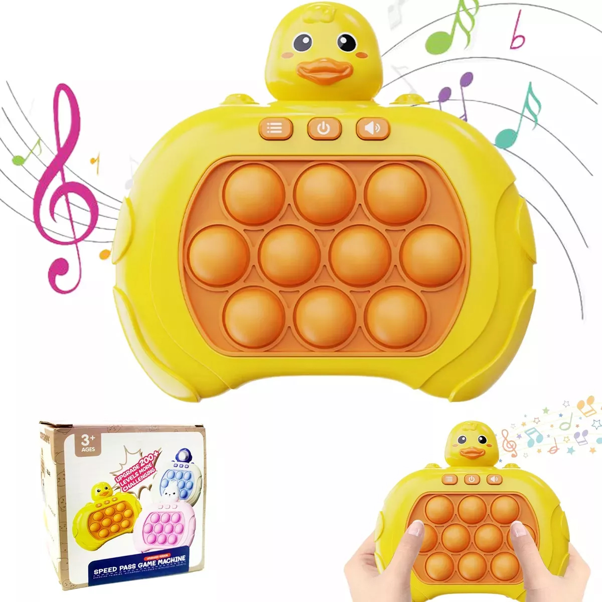 Juguetes Pop Electronico Juguete Antiestres Quick Push Game Divertido Fast Push Educativo Con Sonido De Color Pequeño pato amarillo.