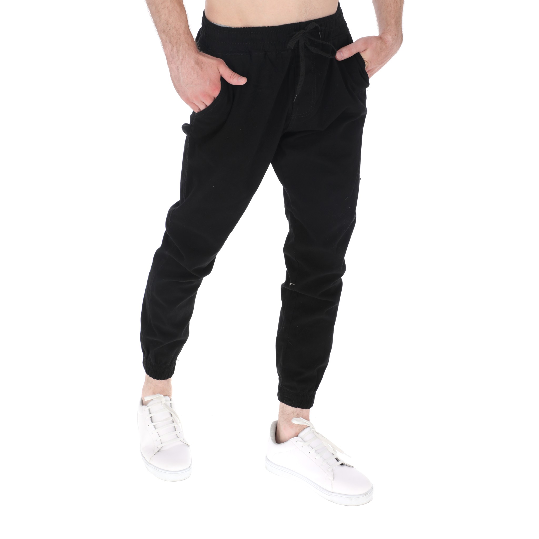 Jogger De Gabardina Para Hombre Slim Color Negro.