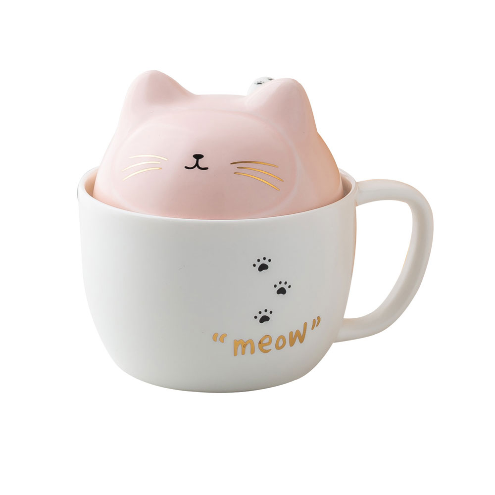 Taza De Cerámica Cat Gato Kawaii ''meow''.