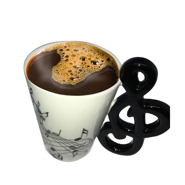 Taza de Céramica en Forma de Clave de Sol Nota Musical.