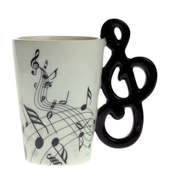 Taza de Céramica en Forma de Clave de Sol Nota Musical.