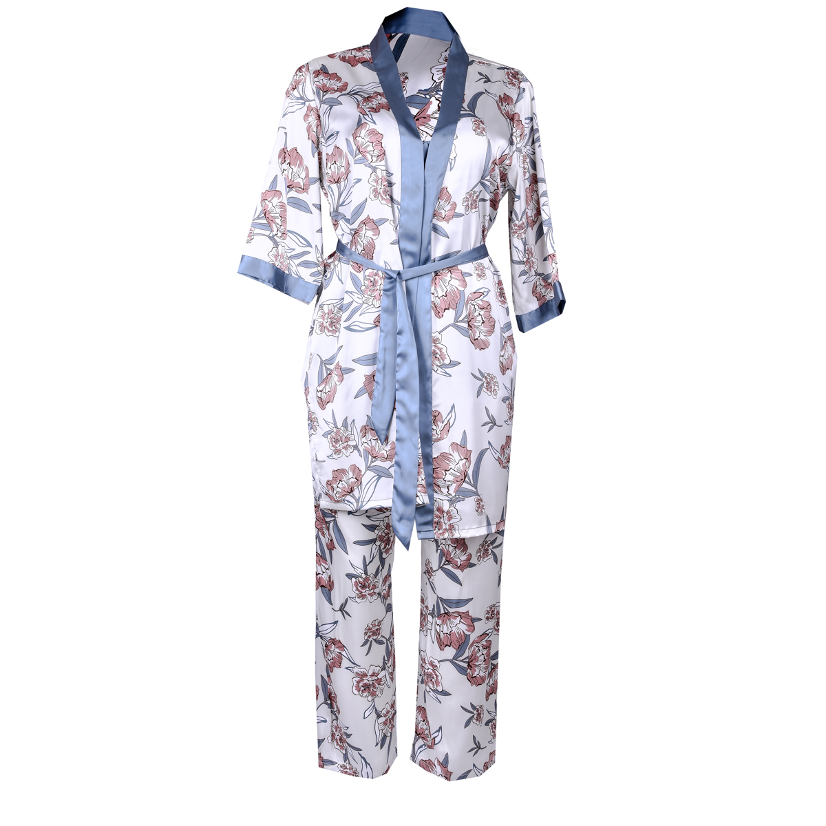 Set De Pijama Dama Sexi Ropa De Dormir Bata De Seda 5 Piezas