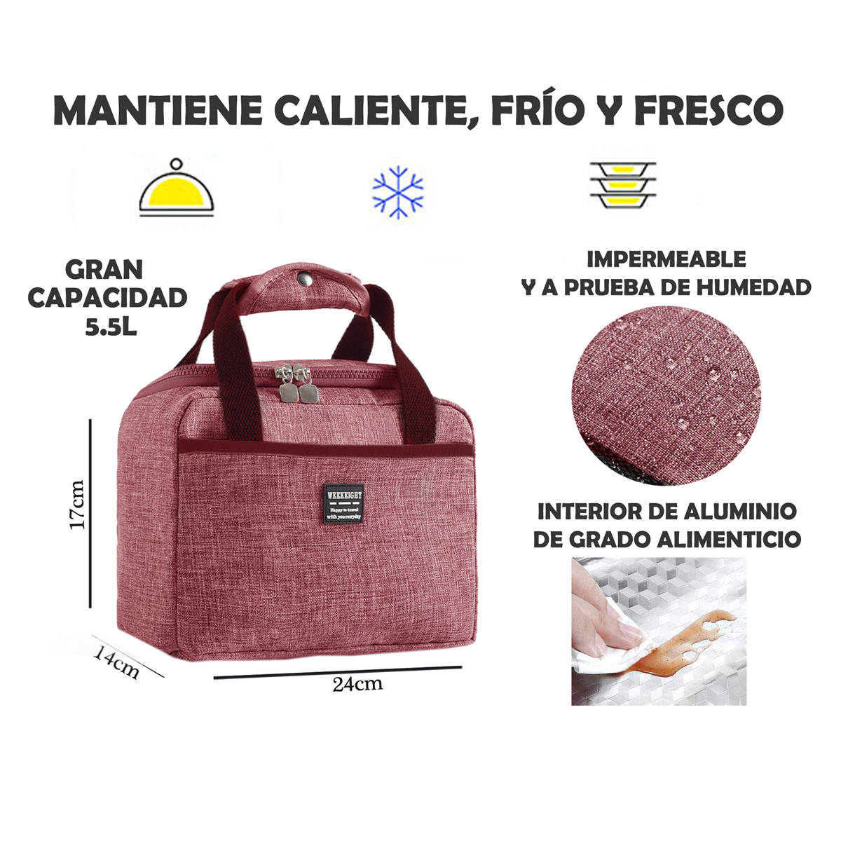 Lonchera Térmica Portátil Bolsa Lunch Viaje Oficina Escolar