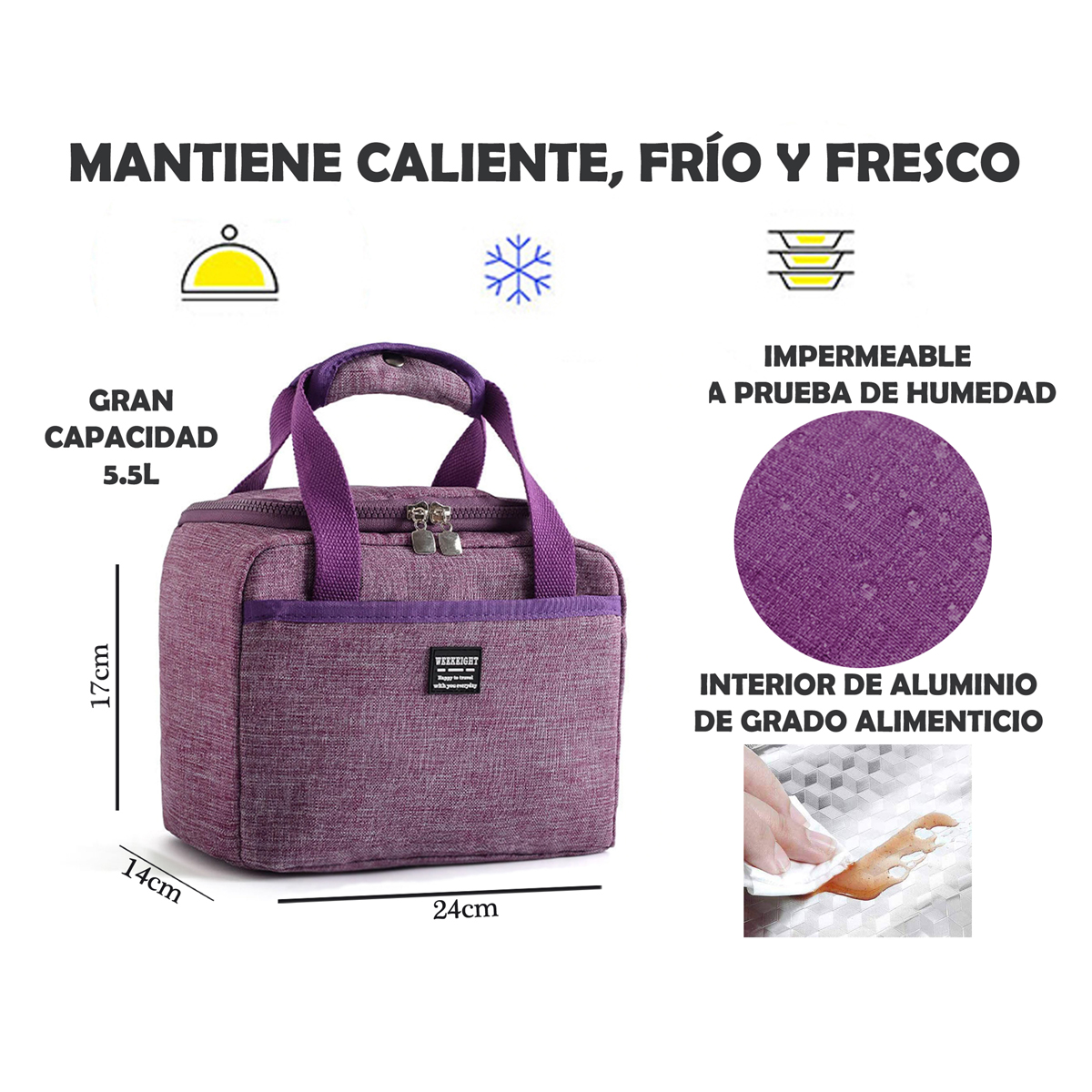 Lonchera Térmica Portátil Bolsa Lunch Viaje Oficina Escolar