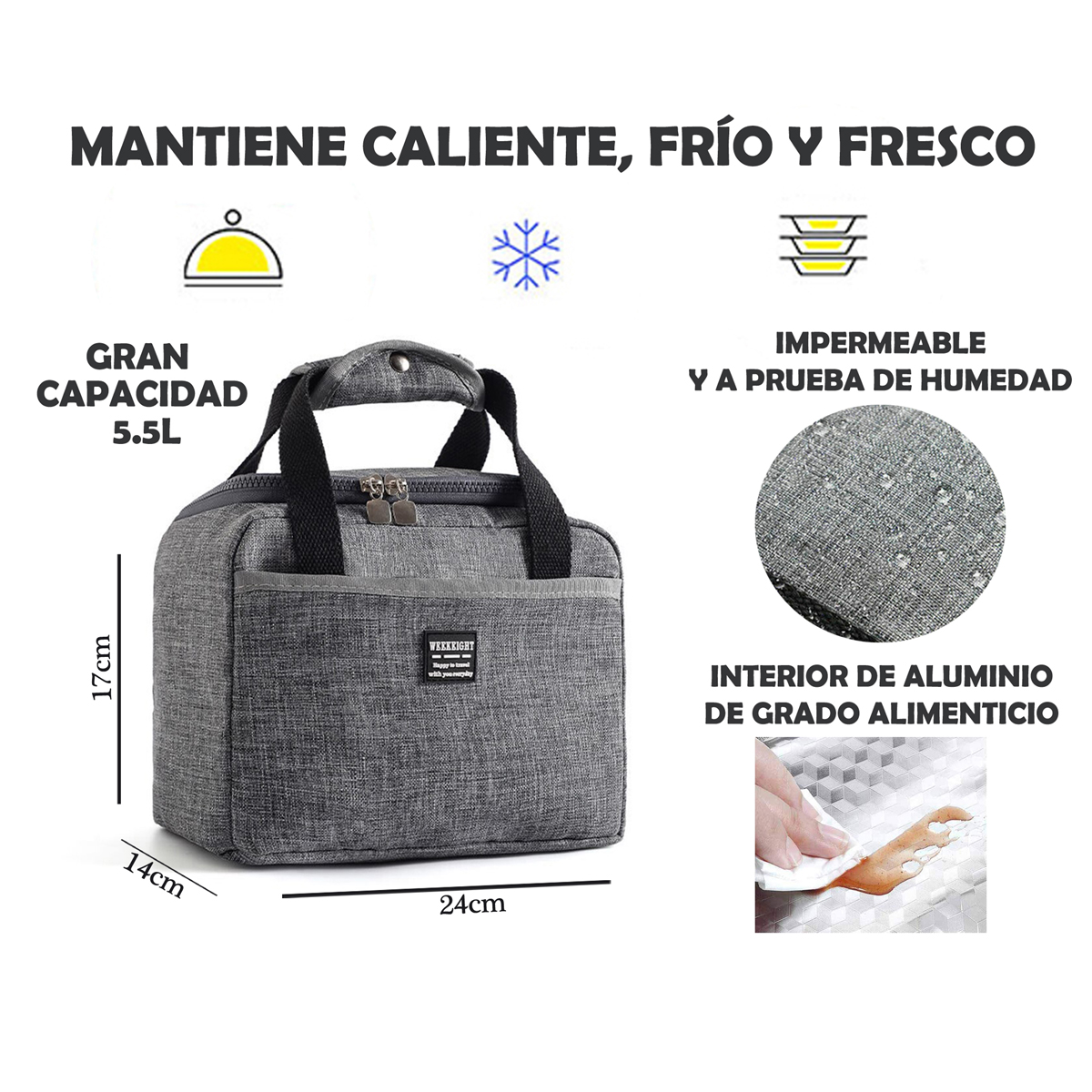 Lonchera Térmica Portátil Bolsa Lunch Viaje Oficina Escolar
