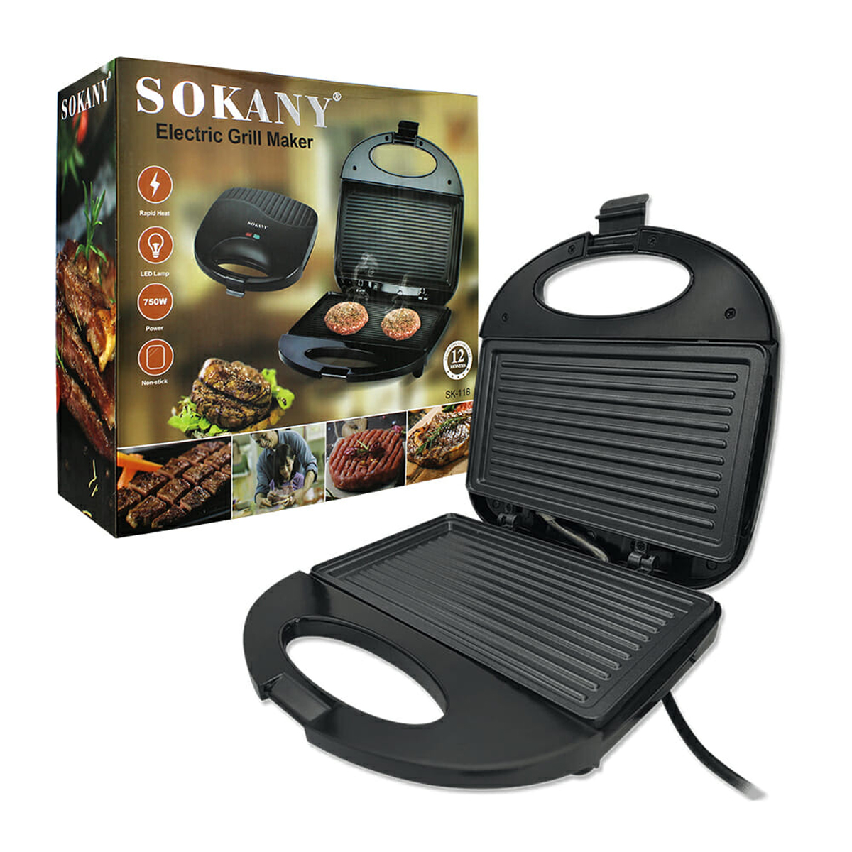 Parrilla eléctrica sandwichera tostadora eléctrica Grill maker Blanco