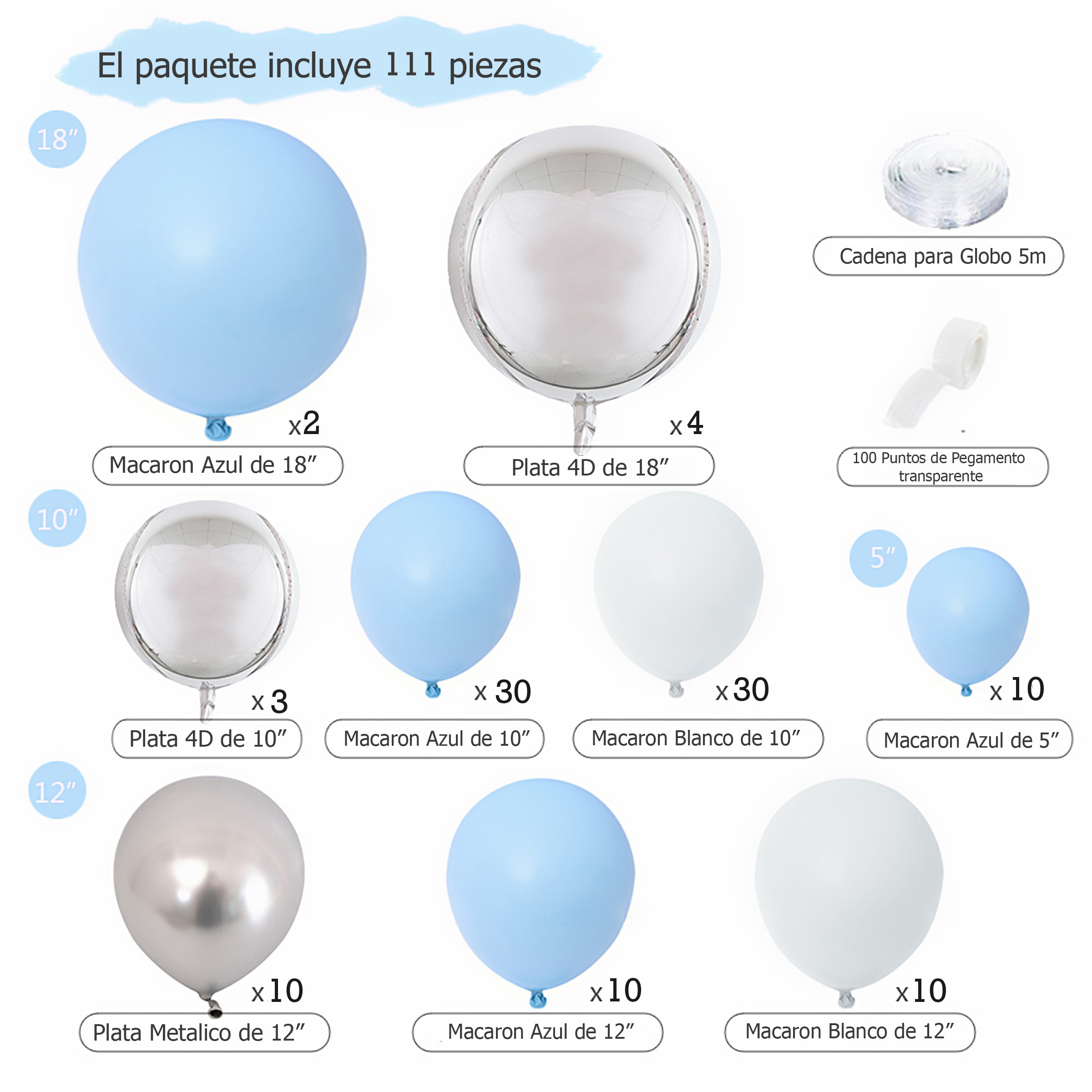 Kit Decoración Fiesta Cumpleaños Globos Bautizo Baby Shower