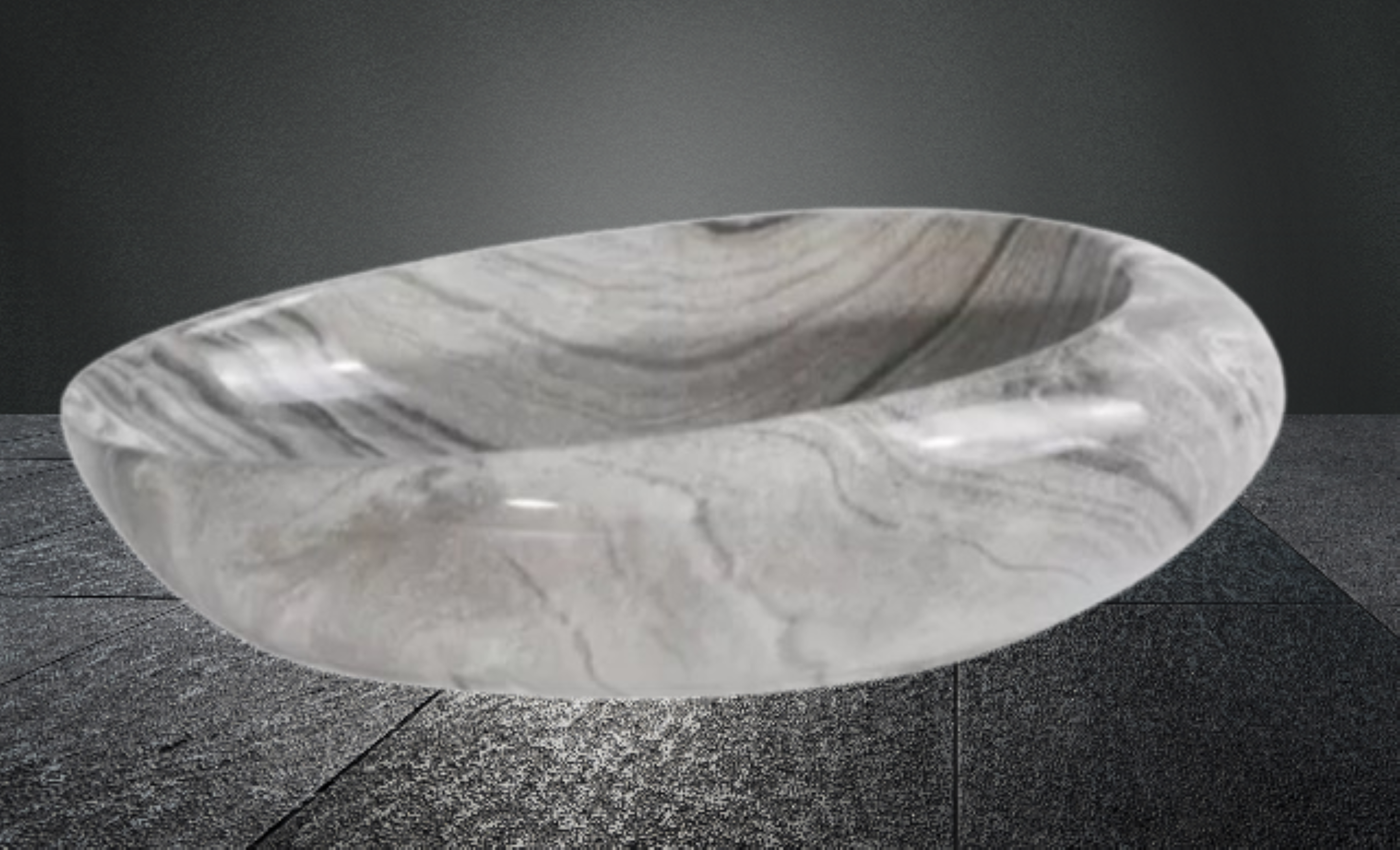 Lavabo Cerámico para Baño NA -GR, acabado marmoleado brillante en tono gris. De sobreponer, con diseño europeo ideal para todo tipo de baños. Dimensiones 50.0 x 33.0 x 12.0 cms. (base x altura x profundidad).