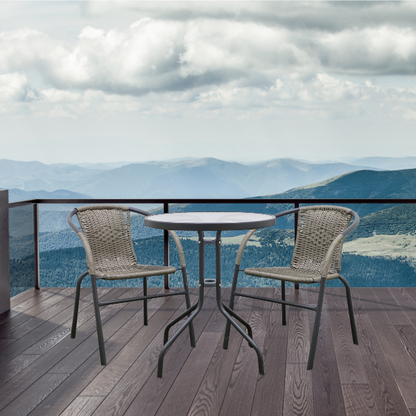 Set Jardín Beirut (1mesa + 2 sillas) Auxiliares en color Gris.