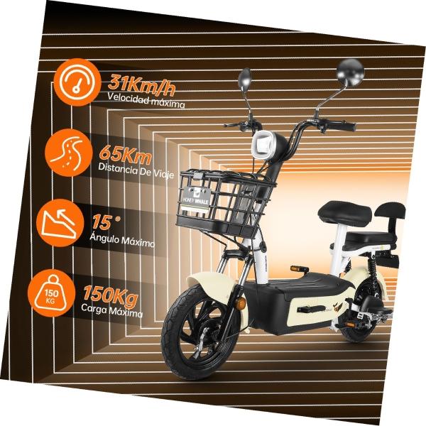 Motobici eléctrica Honey Whale U1S Beige
