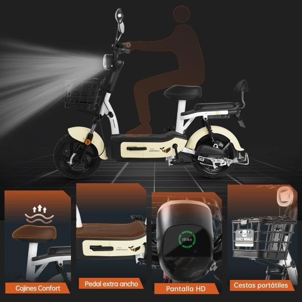 Motobici eléctrica Honey Whale U1S Beige