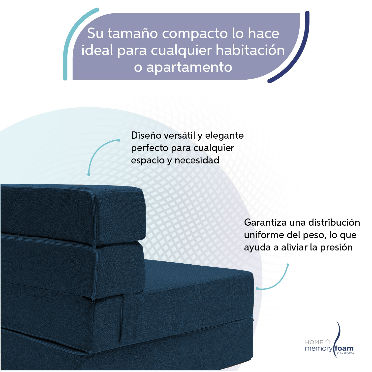 MEMORY FOAM HOME Sofá Cama Individual Cozy Plegable Sofá o Cama Tamaño Individual Color Azul Marino Medidas186 x 68 x 14 cm.