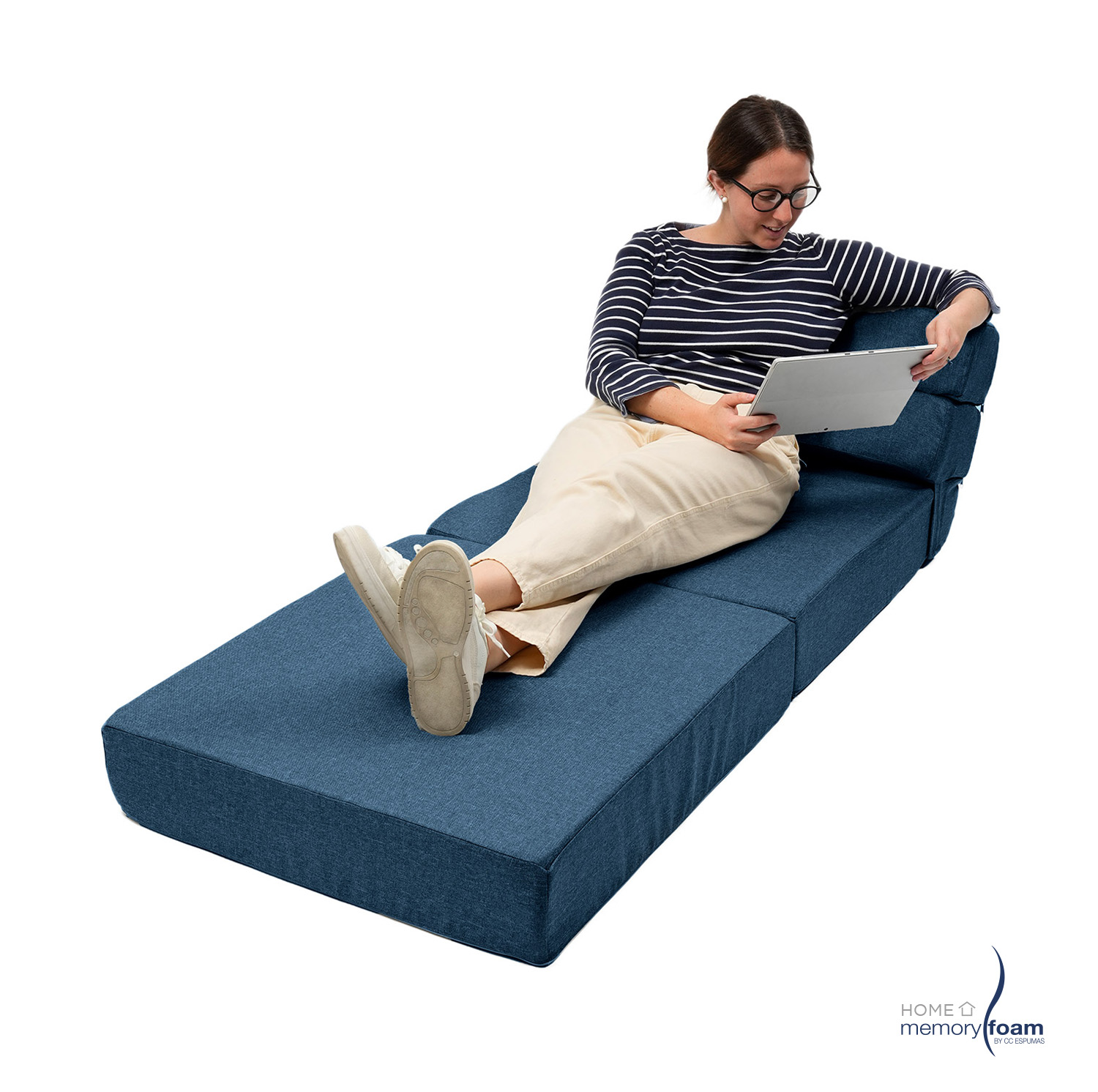 MEMORY FOAM HOME Sofá Cama Individual Cozy Plegable Sofá o Cama Tamaño Individual Color Azul Marino Medidas186 x 68 x 14 cm.
