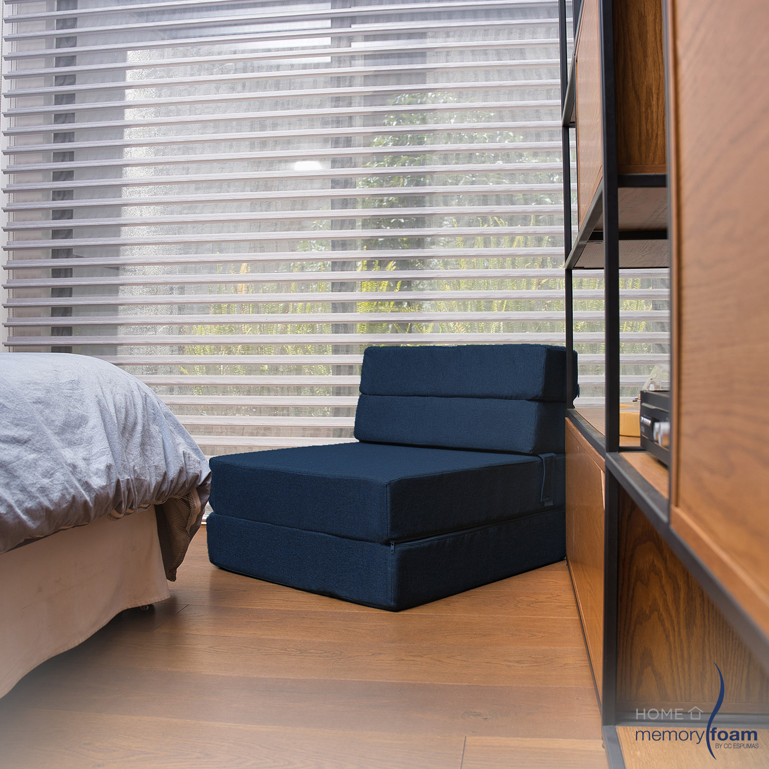 MEMORY FOAM HOME Sofá Cama Individual Cozy Plegable Sofá o Cama Tamaño Individual Color Azul Marino Medidas186 x 68 x 14 cm.