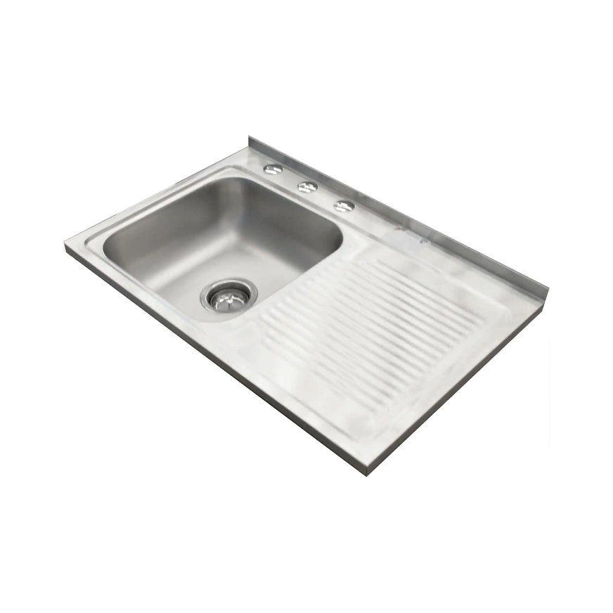 Tarja Sencilla Sobreponer EB Técnica MCM402 Acero Inox Satinado y Escurridor Der.