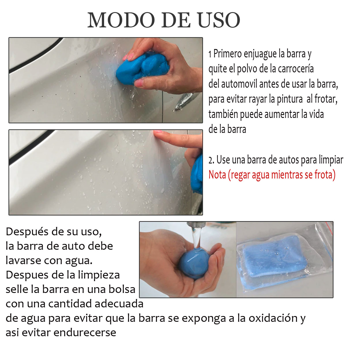 Barras Mágica Arcilla Para Limpieza De Coches Y Autos 3pzas
