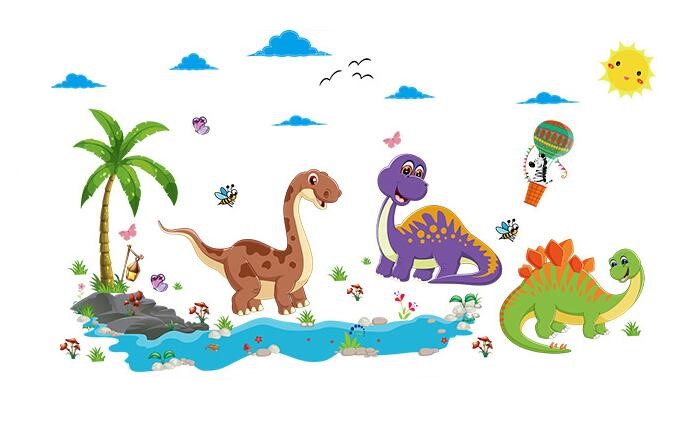 Vinil Decorativo Infantil Animales Dinosaurios Bebé Niño