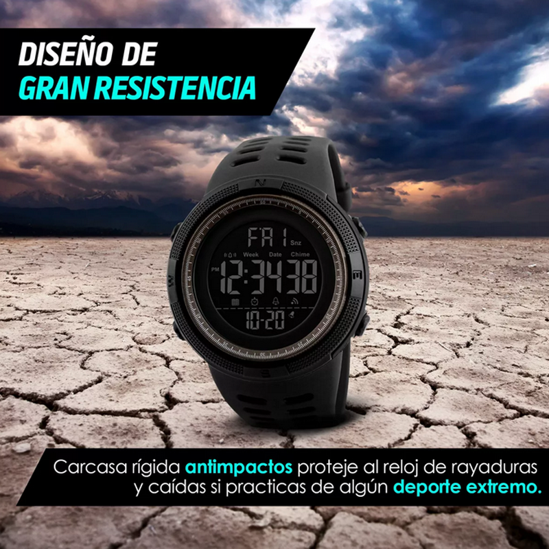 Reloj Digital Deportivo Negro Skmei con Iluminacion.