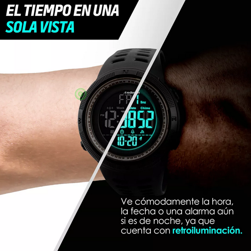 Reloj Digital Deportivo Negro Skmei con Iluminacion.