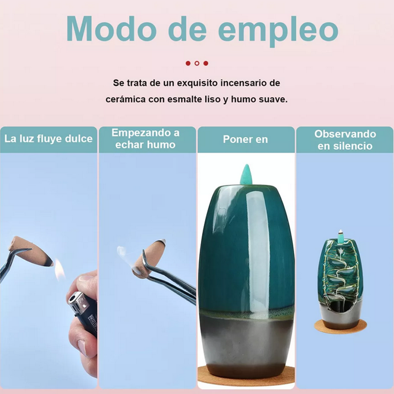 Quemador De Incienso De Cerámica Con Cascada De Reflujo.