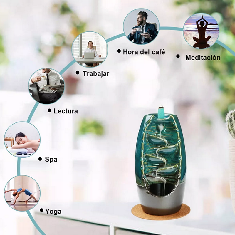 Quemador De Incienso De Cerámica Con Cascada De Reflujo.