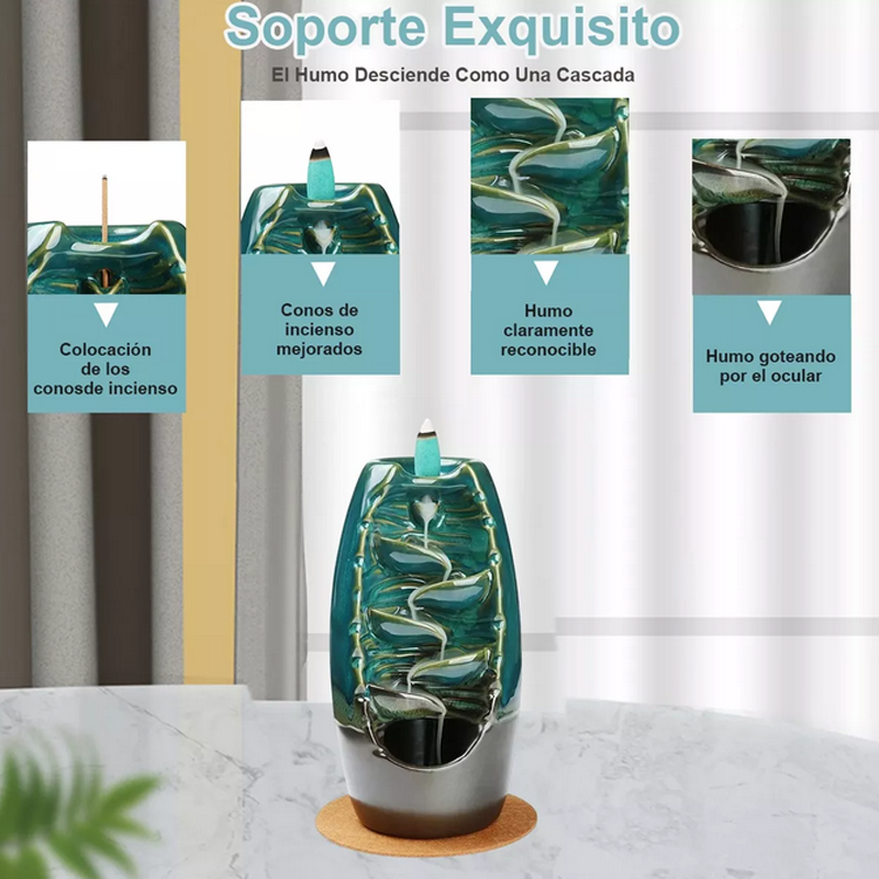 Quemador De Incienso De Cerámica Con Cascada De Reflujo.