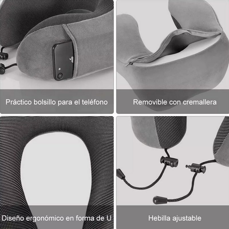 Almohada De Viaje Espuma De Memoria Cojín Para Cuello.