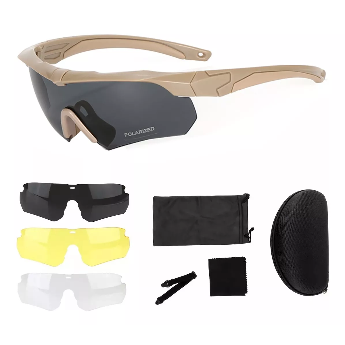 Gafas Goggles Táctico Tiro Uv400 Protección Con 3 Lentes Caqui.